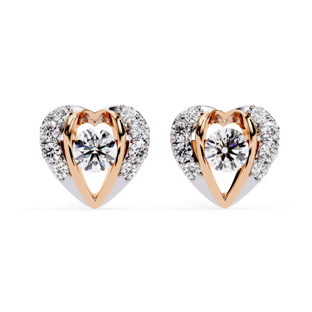 Mode  Dual Toned Round Lab Grown Diamond Studs : ND-ERNG-14R-1020