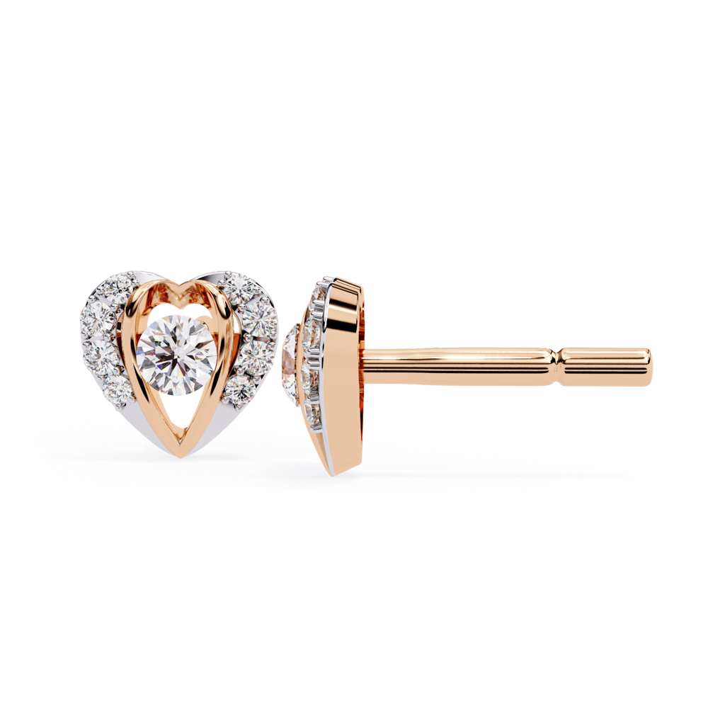 Mode  Dual Toned Round Lab Grown Diamond Studs : ND-ERNG-14R-1020