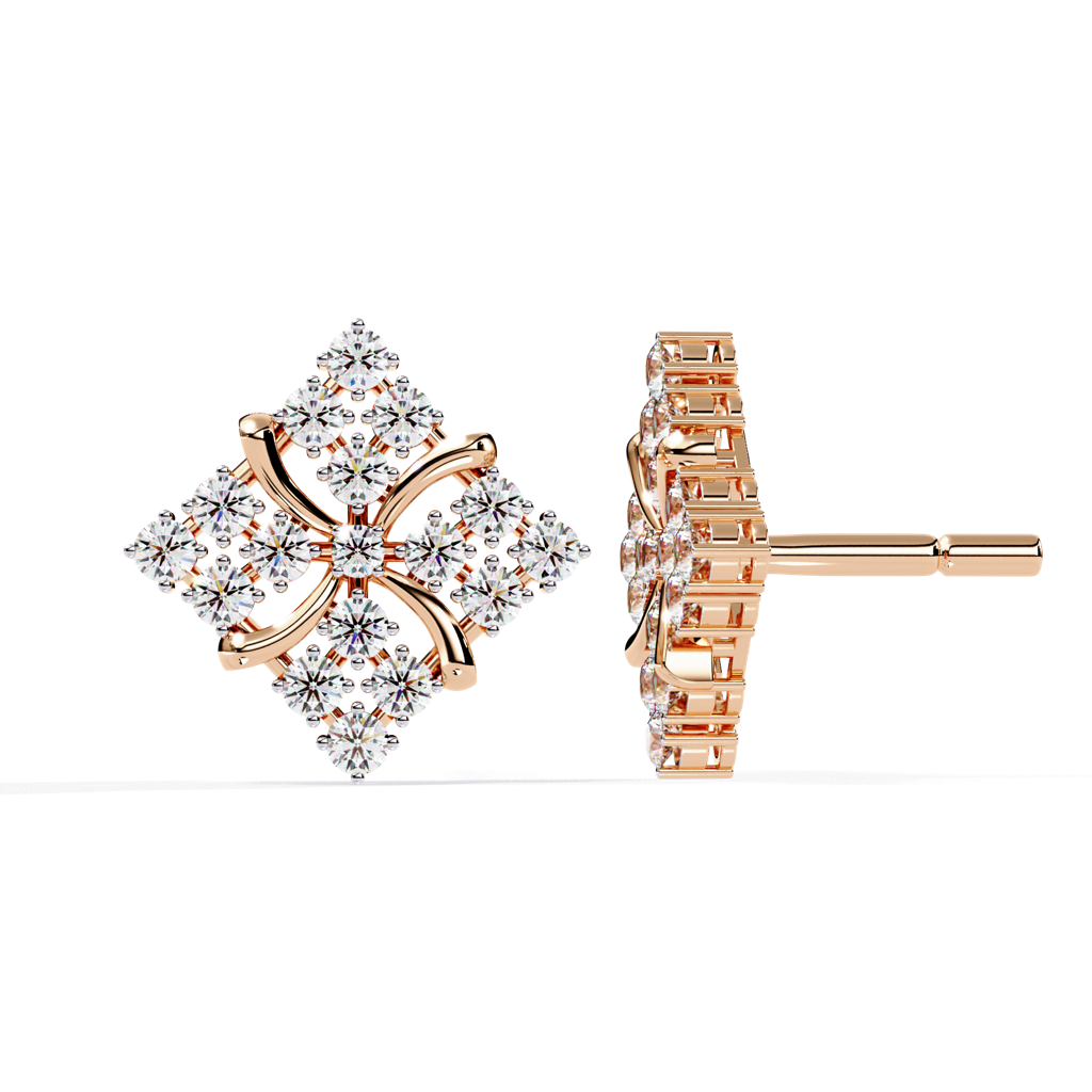 Nora  Diamond-Studded Round Lab-Grown Diamond Studs : ND-ERNG-14R-1056