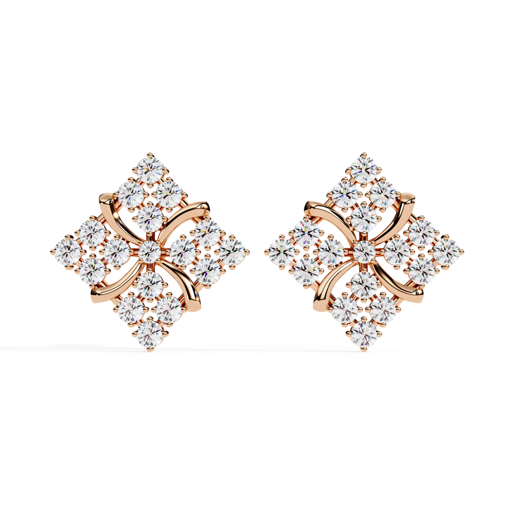 Nora  Diamond-Studded Round Lab-Grown Diamond Studs : ND-ERNG-14R-1056
