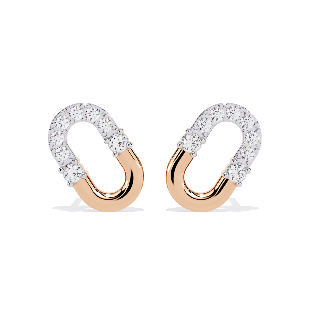Nora  Round Lab Grown Diamond Clustered On Elongated Oval Studs : ND-ERNG-14R-1062