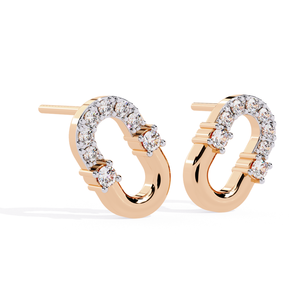 Nora  Round Lab Grown Diamond Clustered On Elongated Oval Studs : ND-ERNG-14R-1062