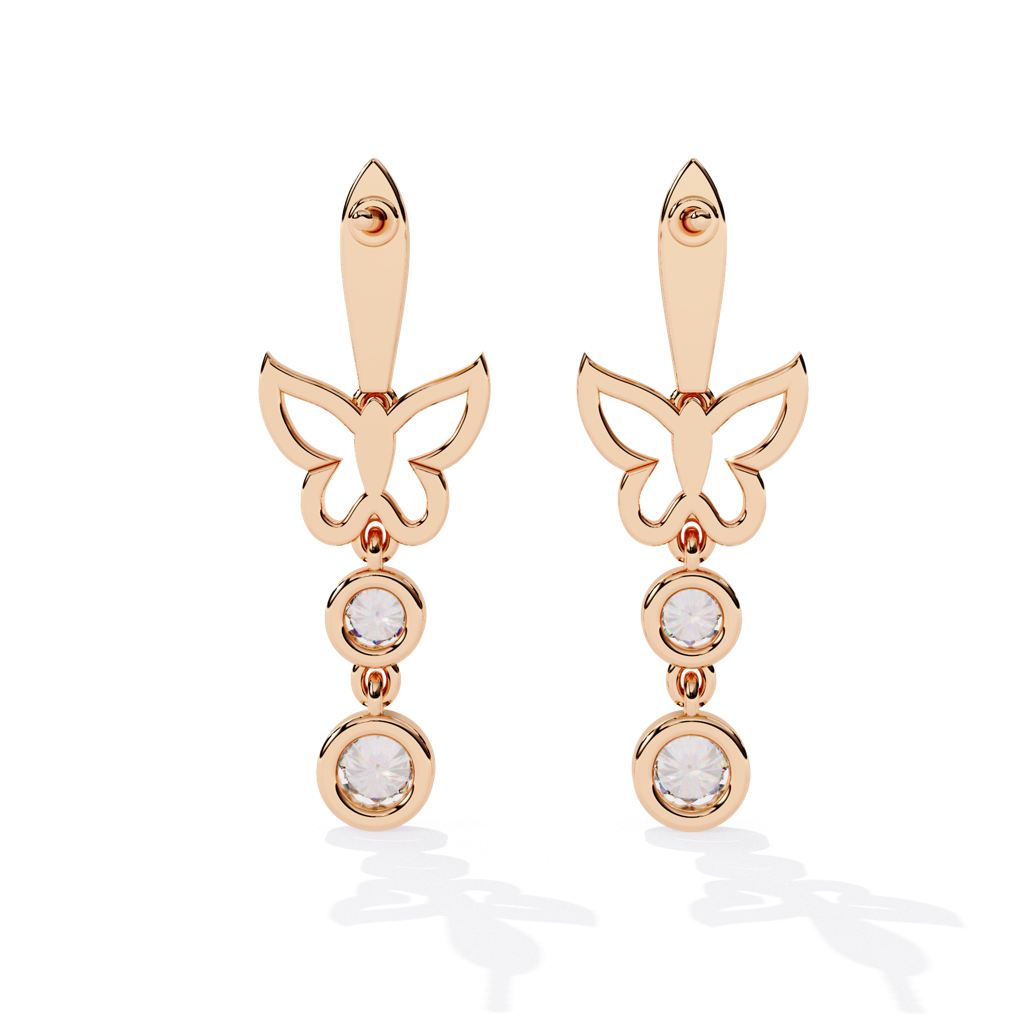 Vanya  Butterfly Design Round Lab Grown Diamond Danglers : ND-ERNG-14R-1114