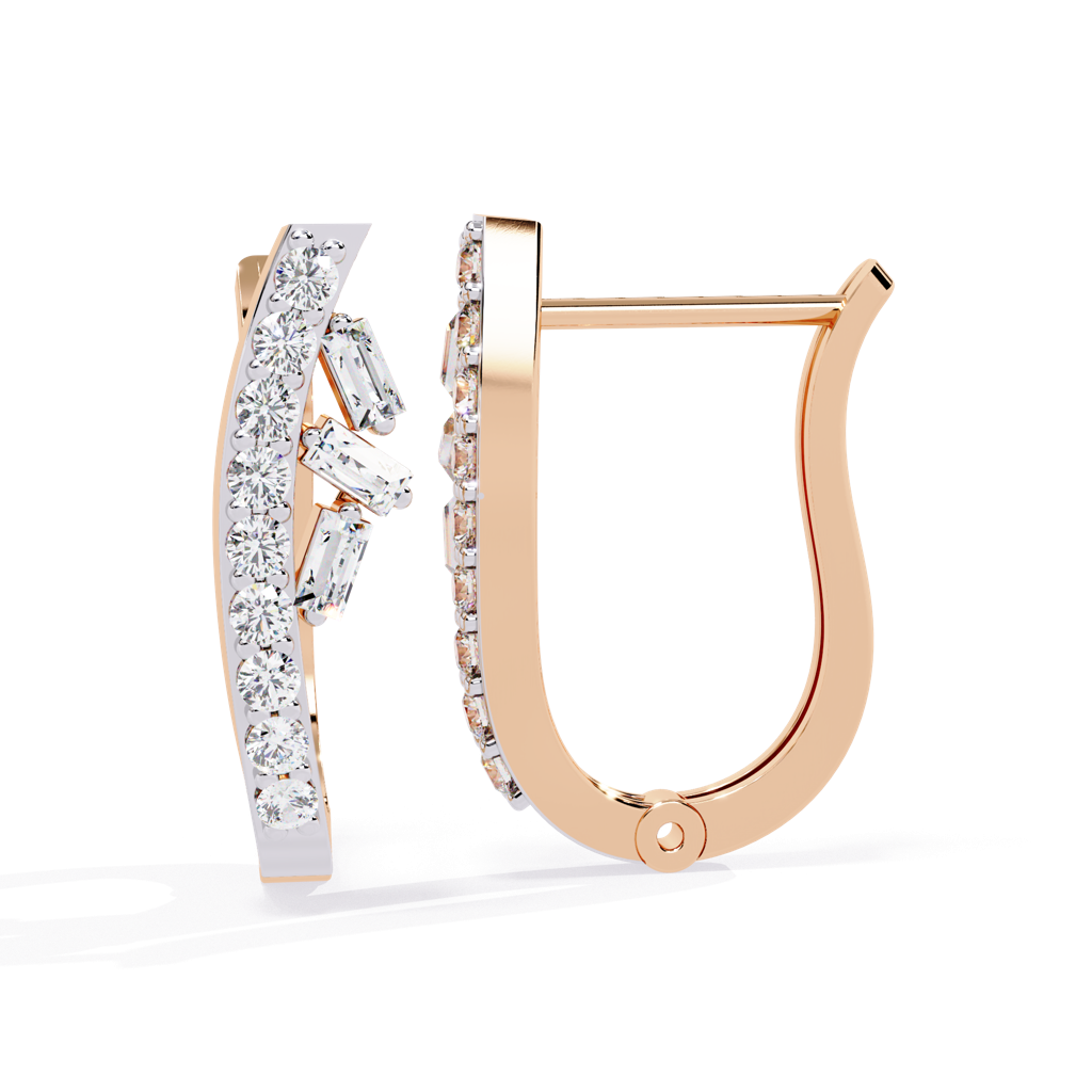 Amaya  Hoop Earrings With Baguette And Round Lab Grown Diamonds : ND-ERNG-14R-910