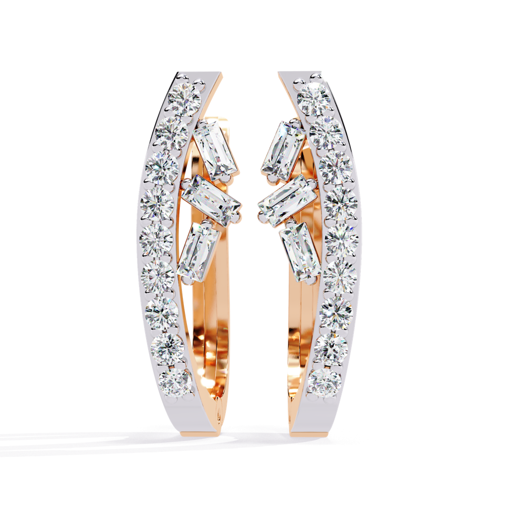 Amaya  Hoop Earrings With Baguette And Round Lab Grown Diamonds : ND-ERNG-14R-910