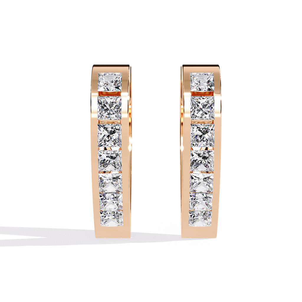 Amaya  Hoop Earrings With Princess Lab Grown Diamond And Channel Setting : ND-ERNG-14R-916