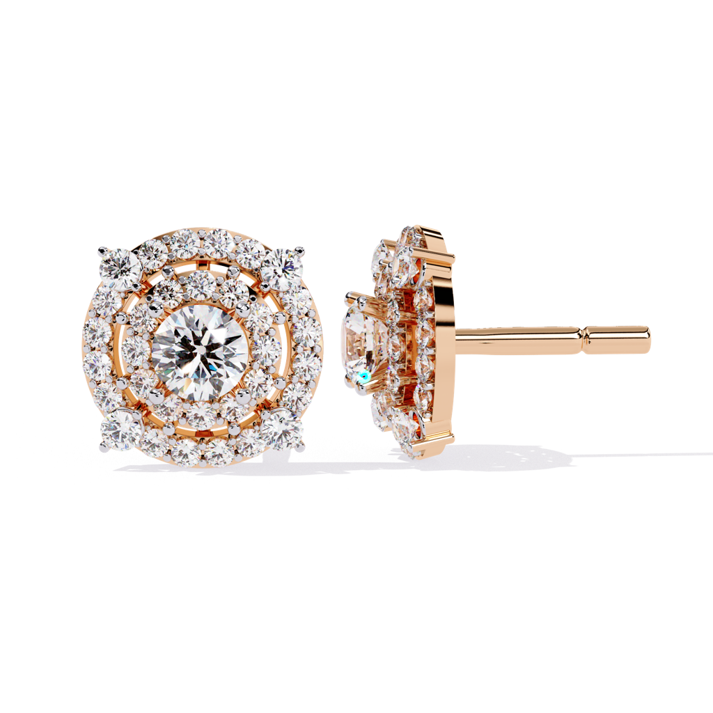 Mira  Blingy Round Lab Grown Diamond Cluster Studs : ND-ERNG-14R-964