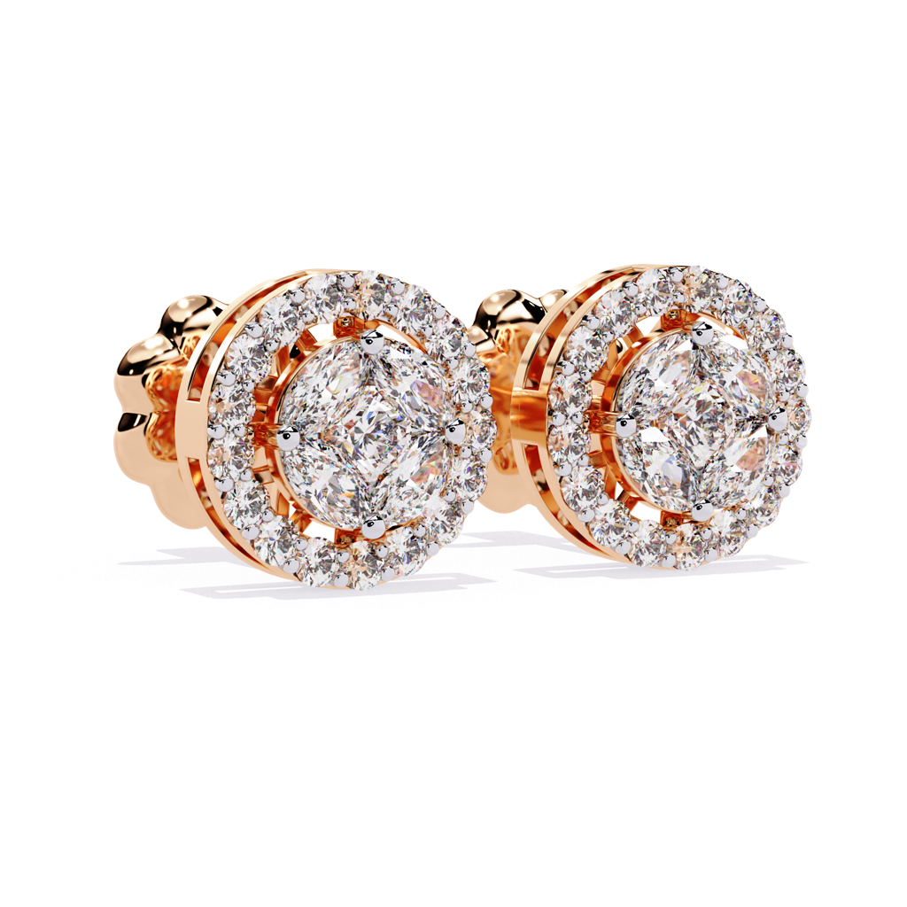 Mira  Round With Halo Lab Grown Diamond Studs : ND-ERNG-14R-976