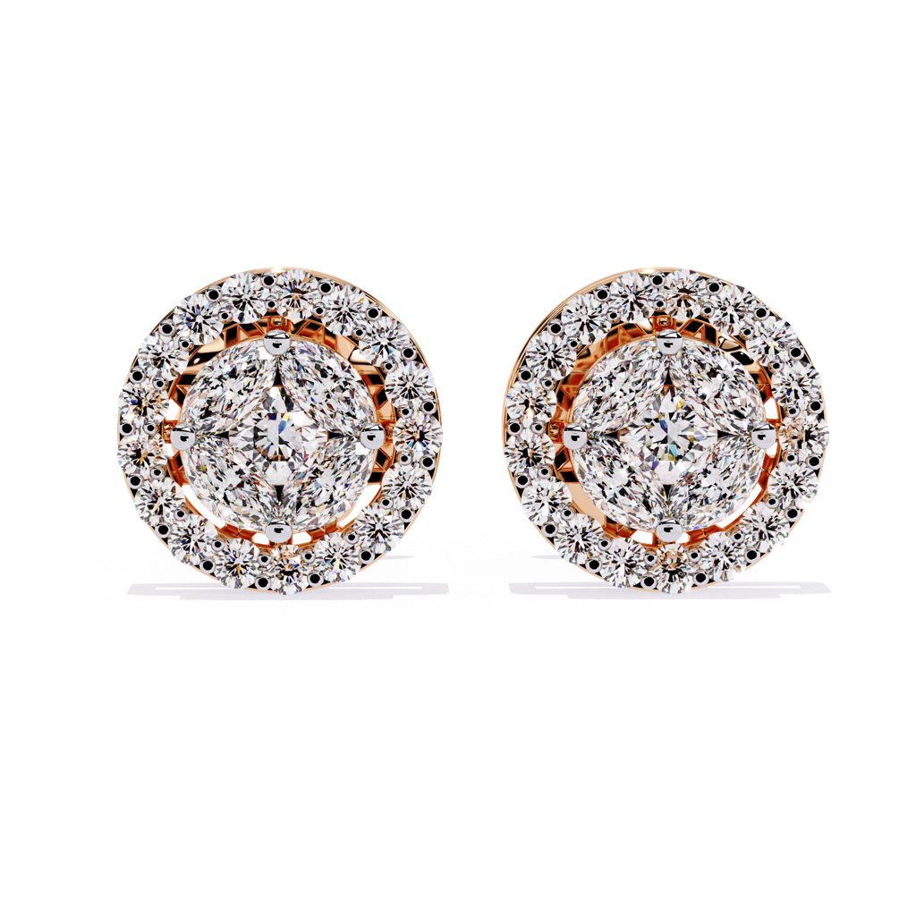 Mira  Round With Halo Lab Grown Diamond Studs : ND-ERNG-14R-976