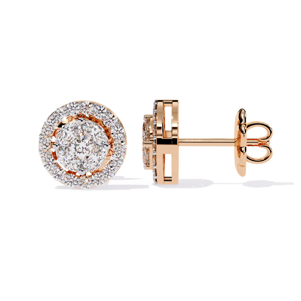 Mira  Round With Halo Lab Grown Diamond Studs : ND-ERNG-14R-976