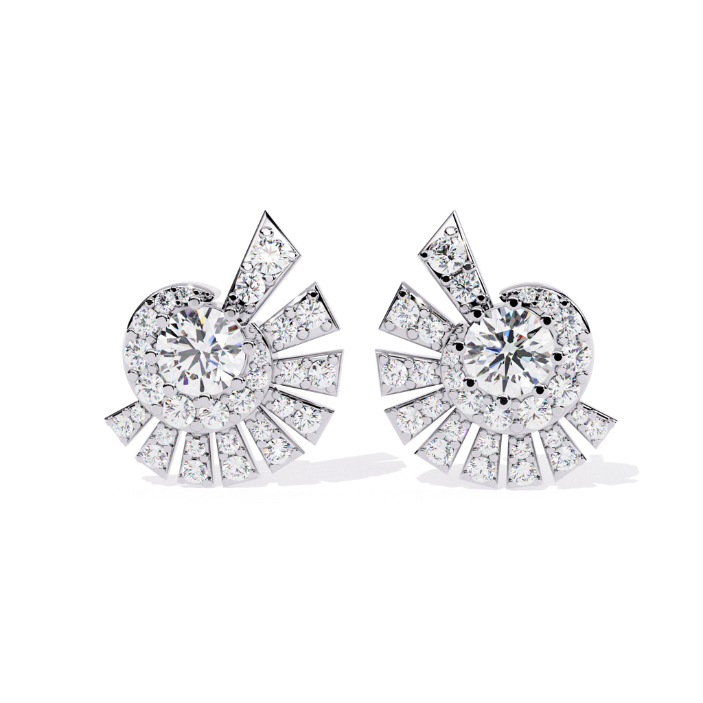 Mode  Diamond-Studded Round Lab Grown Diamond Studs : ND-ERNG-14W-1003