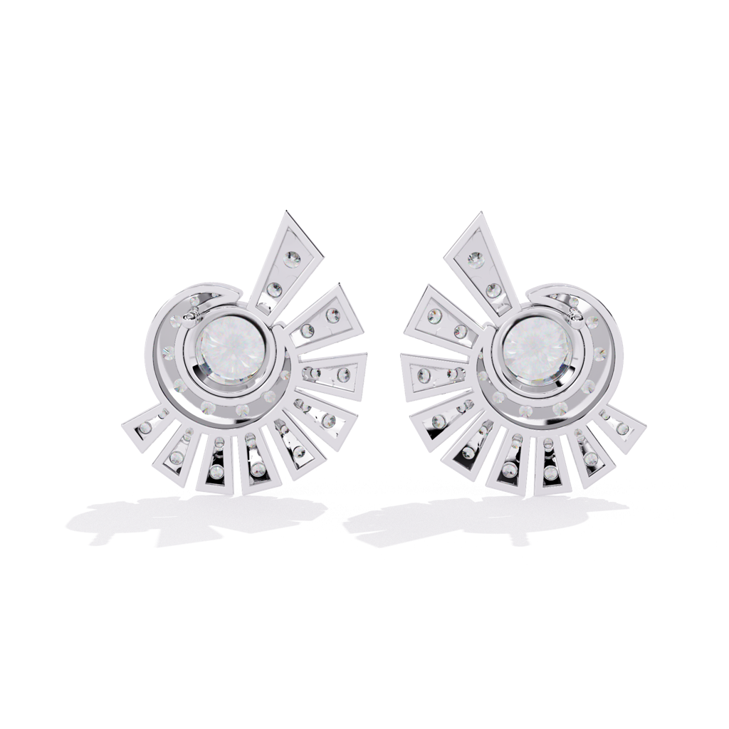 Mode  Diamond-Studded Round Lab Grown Diamond Studs : ND-ERNG-14W-1003