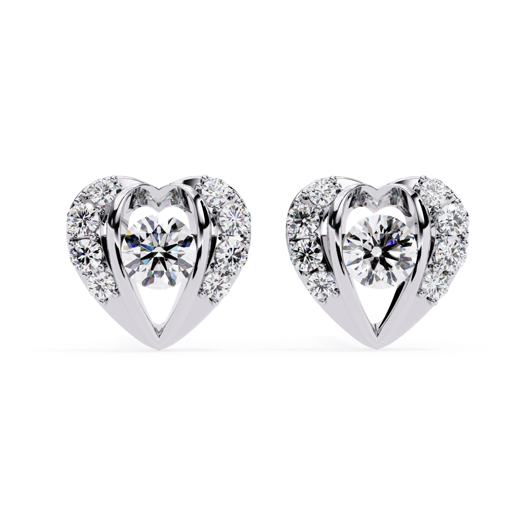 Mode  Dual Toned Round Lab Grown Diamond Studs : ND-ERNG-14W-1021
