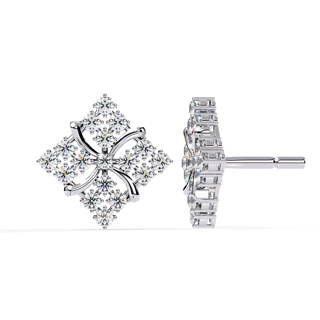 Nora  Diamond-Studded Round Lab-Grown Diamond Studs : ND-ERNG-14W-1057