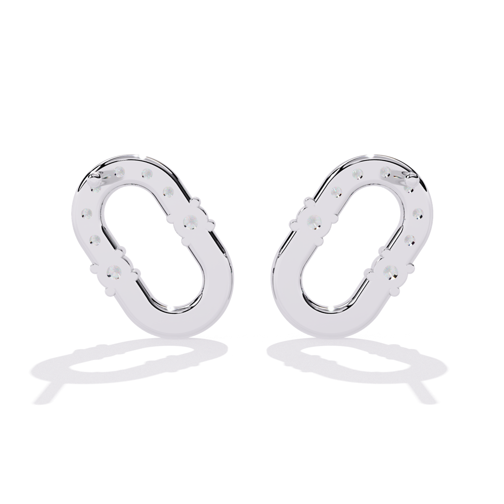 Nora  Round Lab Grown Diamond Clustered On Elongated Oval Studs : ND-ERNG-14W-1063