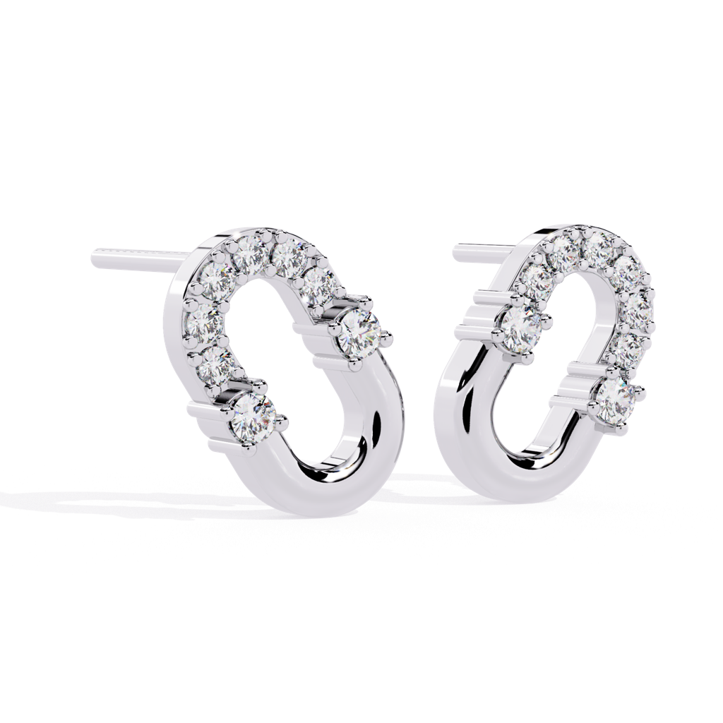 Nora  Round Lab Grown Diamond Clustered On Elongated Oval Studs : ND-ERNG-14W-1063
