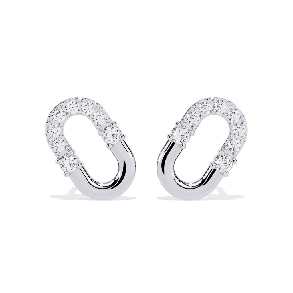 Nora  Round Lab Grown Diamond Clustered On Elongated Oval Studs : ND-ERNG-14W-1063
