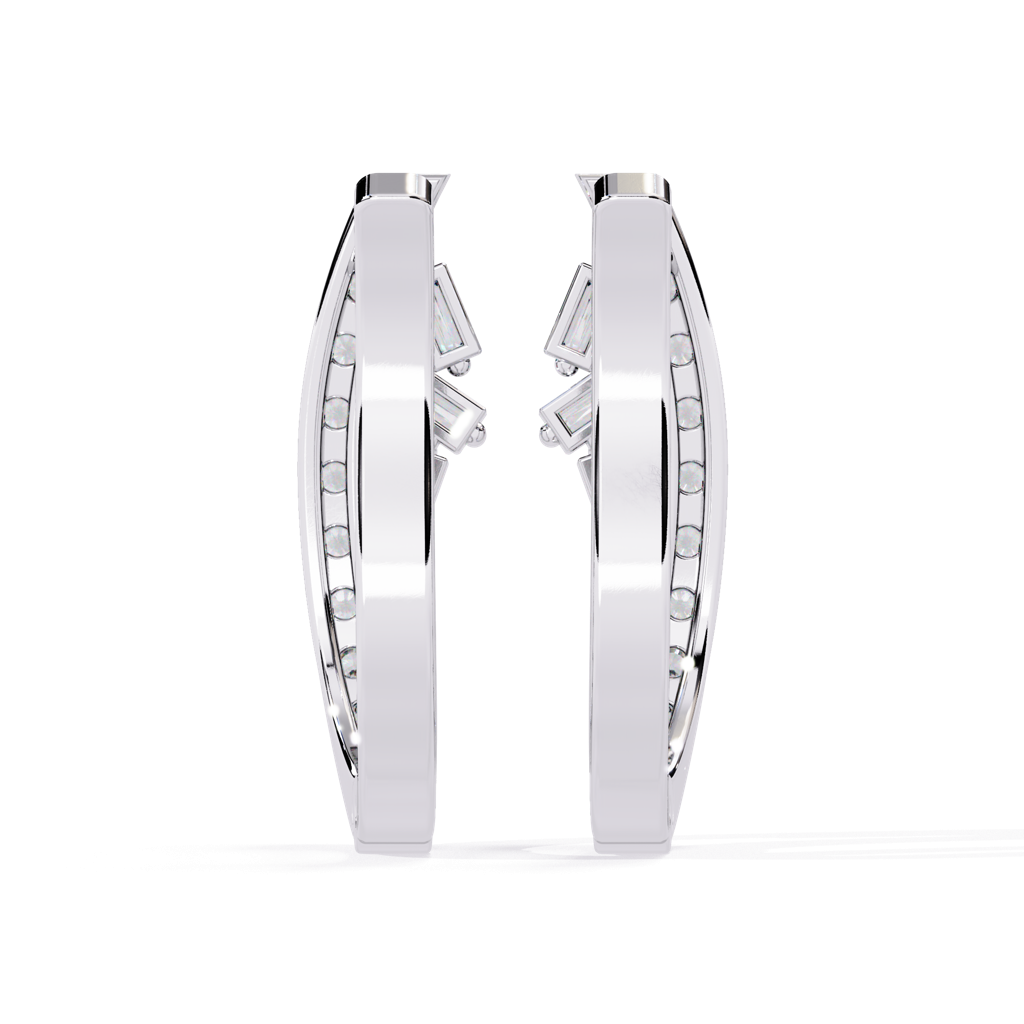 Amaya  Hoop Earrings With Baguette And Round Lab Grown Diamonds : ND-ERNG-14W-911