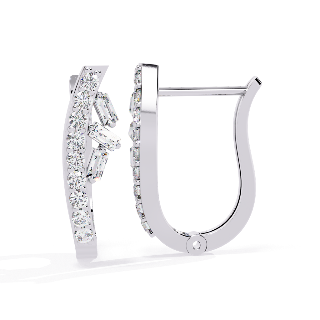 Amaya  Hoop Earrings With Baguette And Round Lab Grown Diamonds : ND-ERNG-14W-911