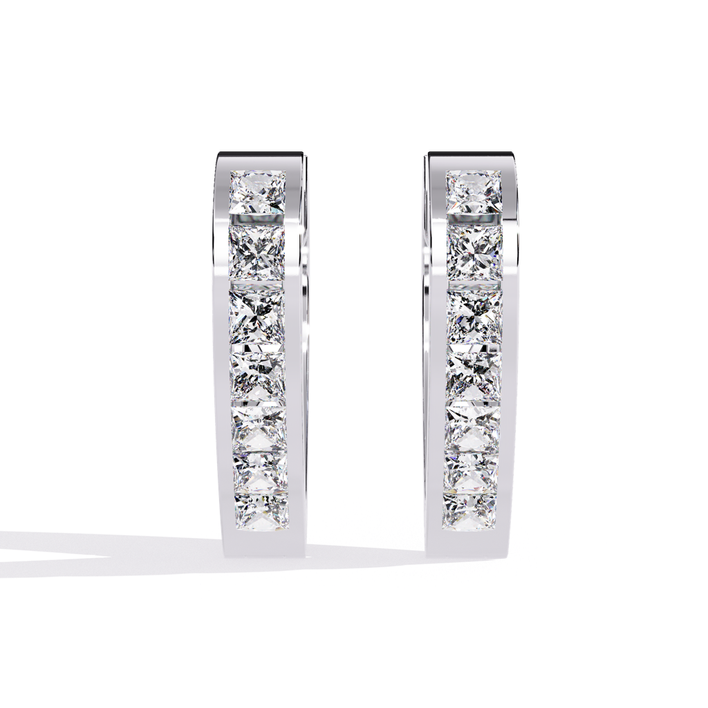 Amaya  Hoop Earrings With Princess Lab Grown Diamond And Channel Setting : ND-ERNG-14W-917