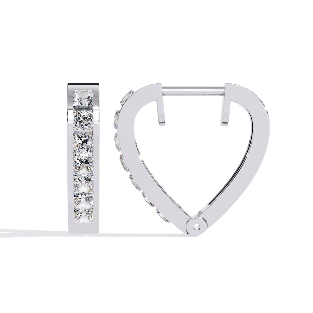 Amaya  Hoop Earrings With Princess Lab Grown Diamond And Channel Setting : ND-ERNG-14W-917