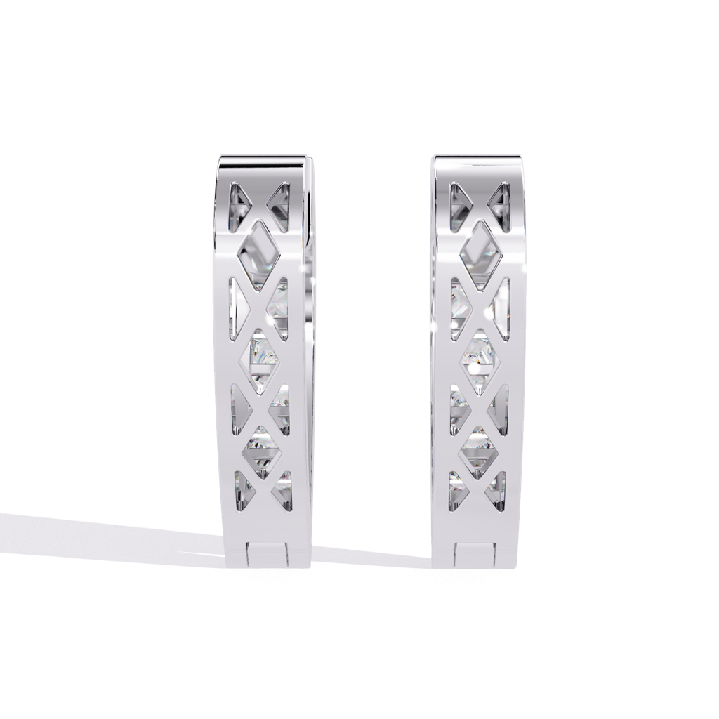 Amaya  Hoop Earrings With Princess Lab Grown Diamond And Channel Setting : ND-ERNG-14W-917
