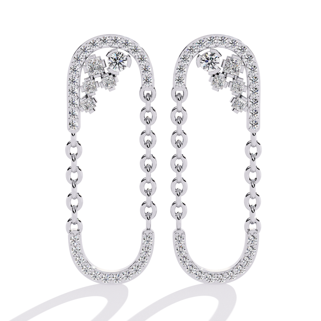 Celestia  Round Lab Grown Diamond Danglers : ND-ERNG-14W-951