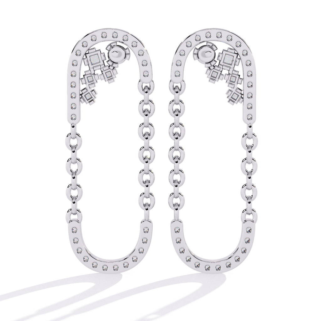 Celestia  Round Lab Grown Diamond Danglers : ND-ERNG-14W-951