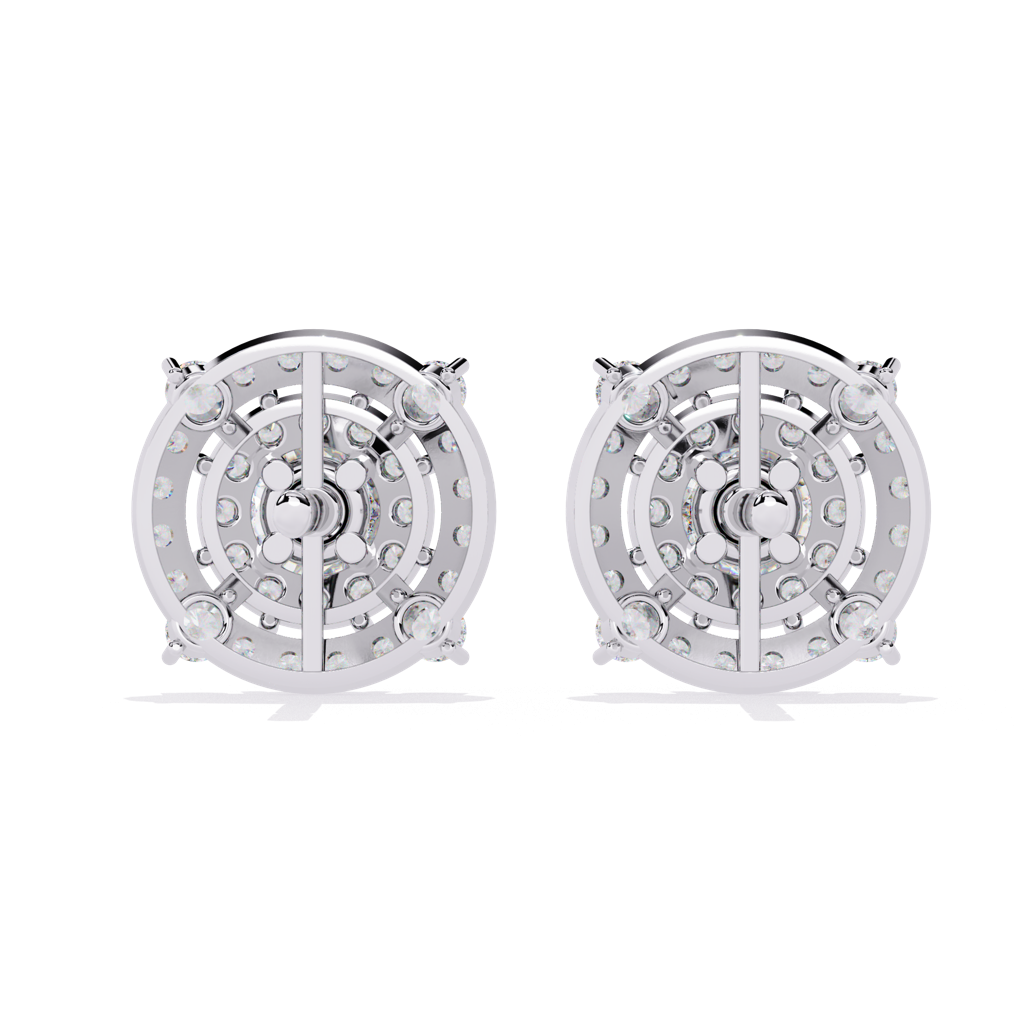 Mira  Blingy Round Lab Grown Diamond Cluster Studs : ND-ERNG-14W-965