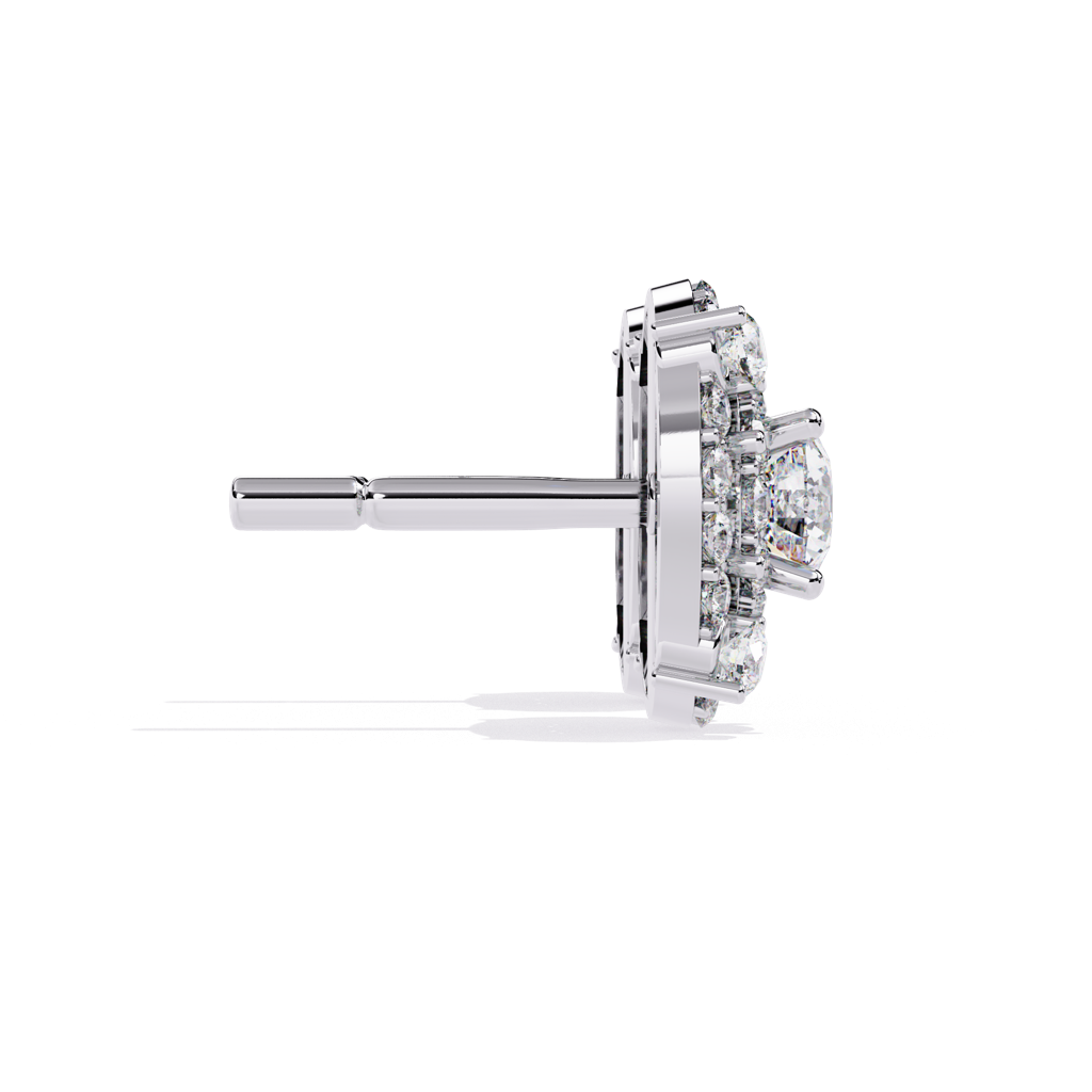 Mira  Blingy Round Lab Grown Diamond Cluster Studs : ND-ERNG-14W-965