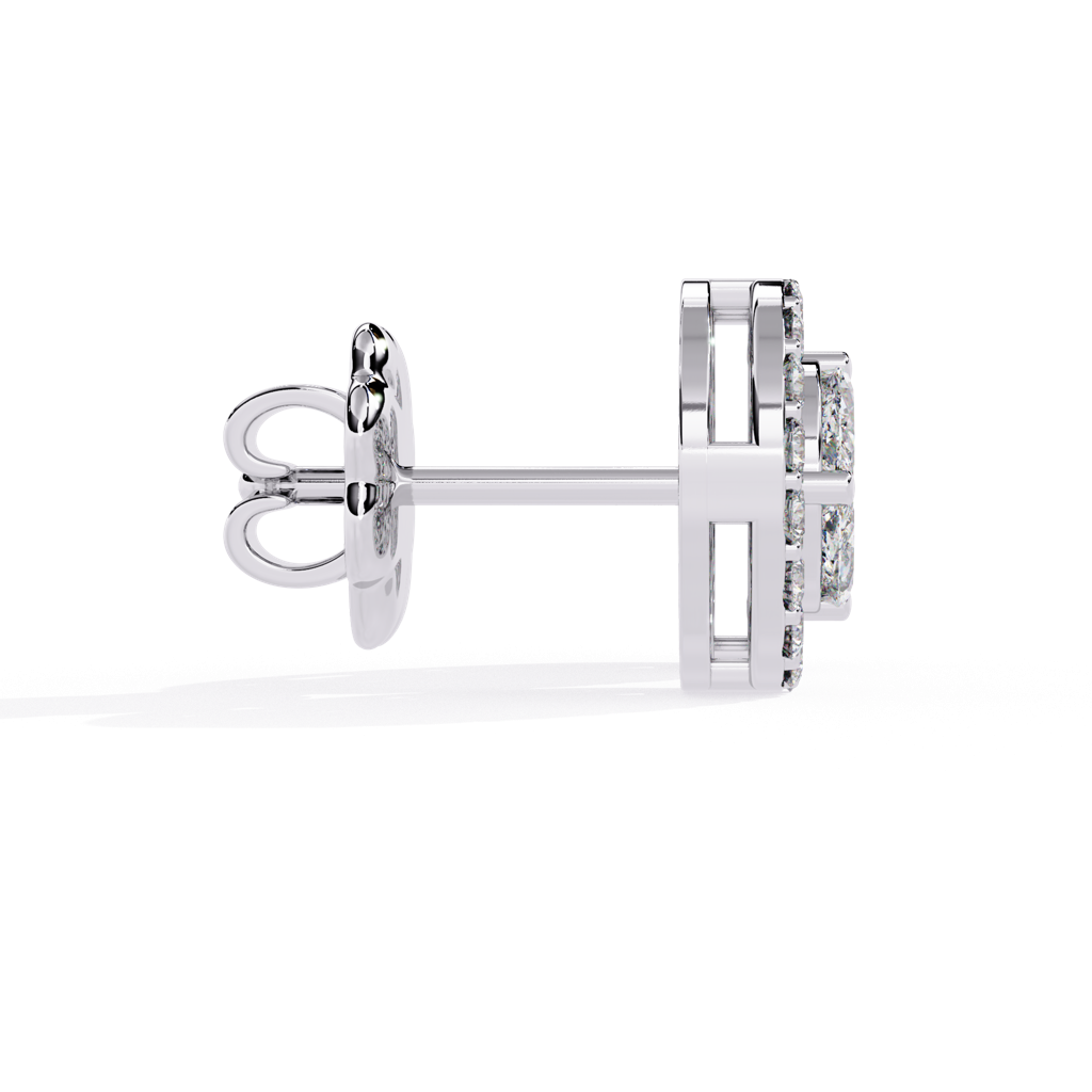 Mira  Round With Halo Lab Grown Diamond Studs : ND-ERNG-14W-977