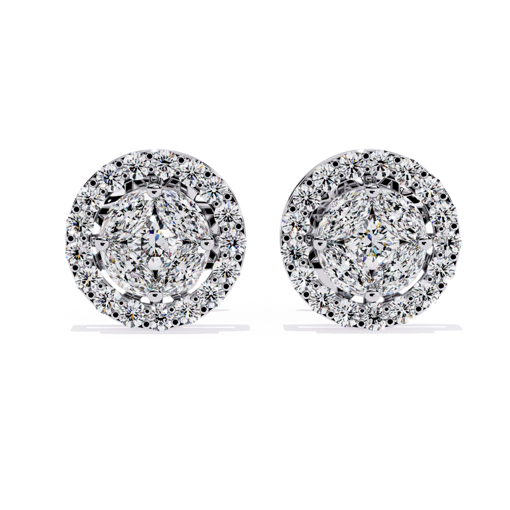 Mira  Round With Halo Lab Grown Diamond Studs : ND-ERNG-14W-977