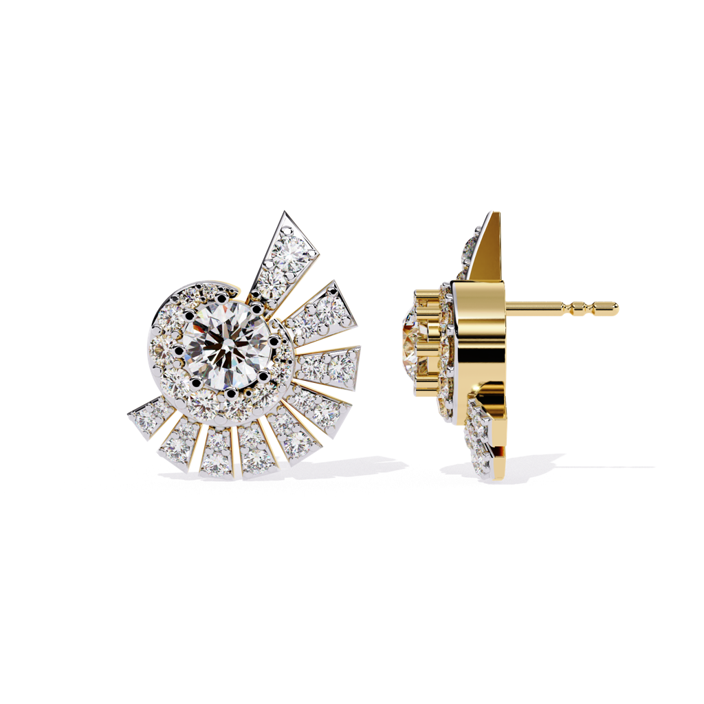 Mode  Diamond-Studded Round Lab Grown Diamond Studs : ND-ERNG-14Y-1001