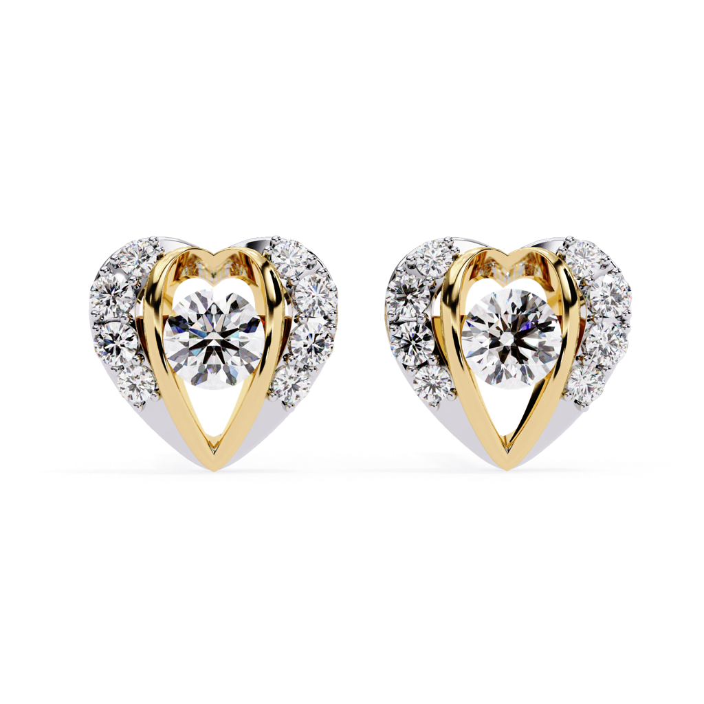 Mode  Dual Toned Round Lab Grown Diamond Studs : ND-ERNG-14Y-1019