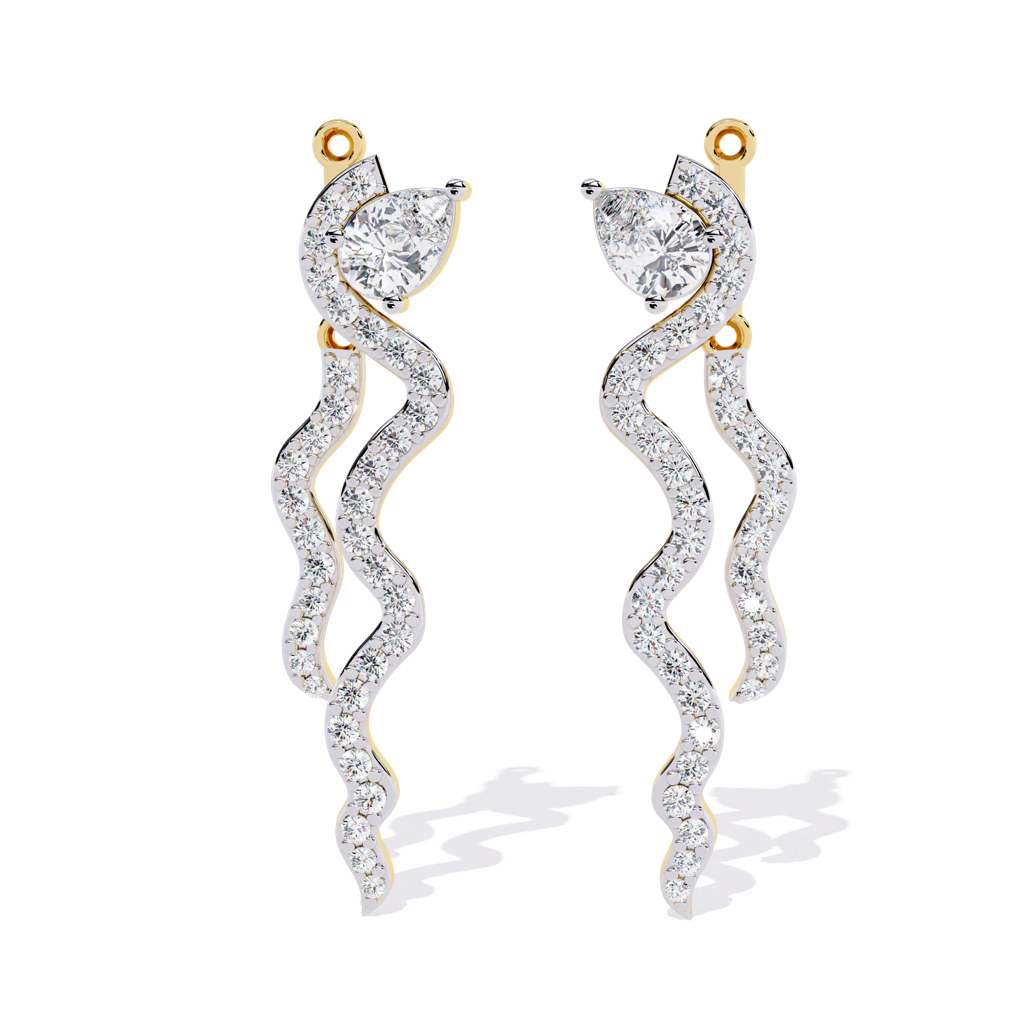 Mode Pear And Round Lab Grown Diamond Clip-On Earrings : ND-ERNG-14Y-1031