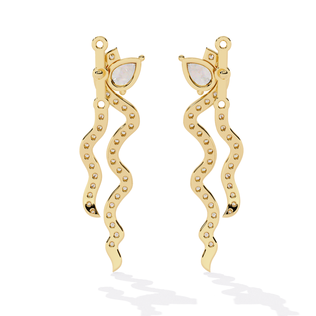 Mode Pear And Round Lab Grown Diamond Clip-On Earrings : ND-ERNG-14Y-1031
