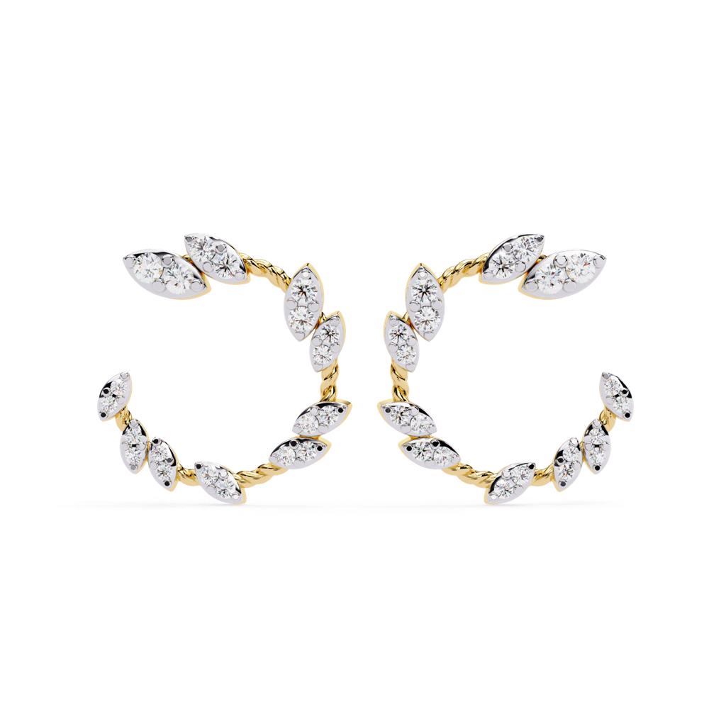Mode  Round Lab Grown Diamond On Marquise-Shaped Petal Studs : ND-ERNG-14Y-1037