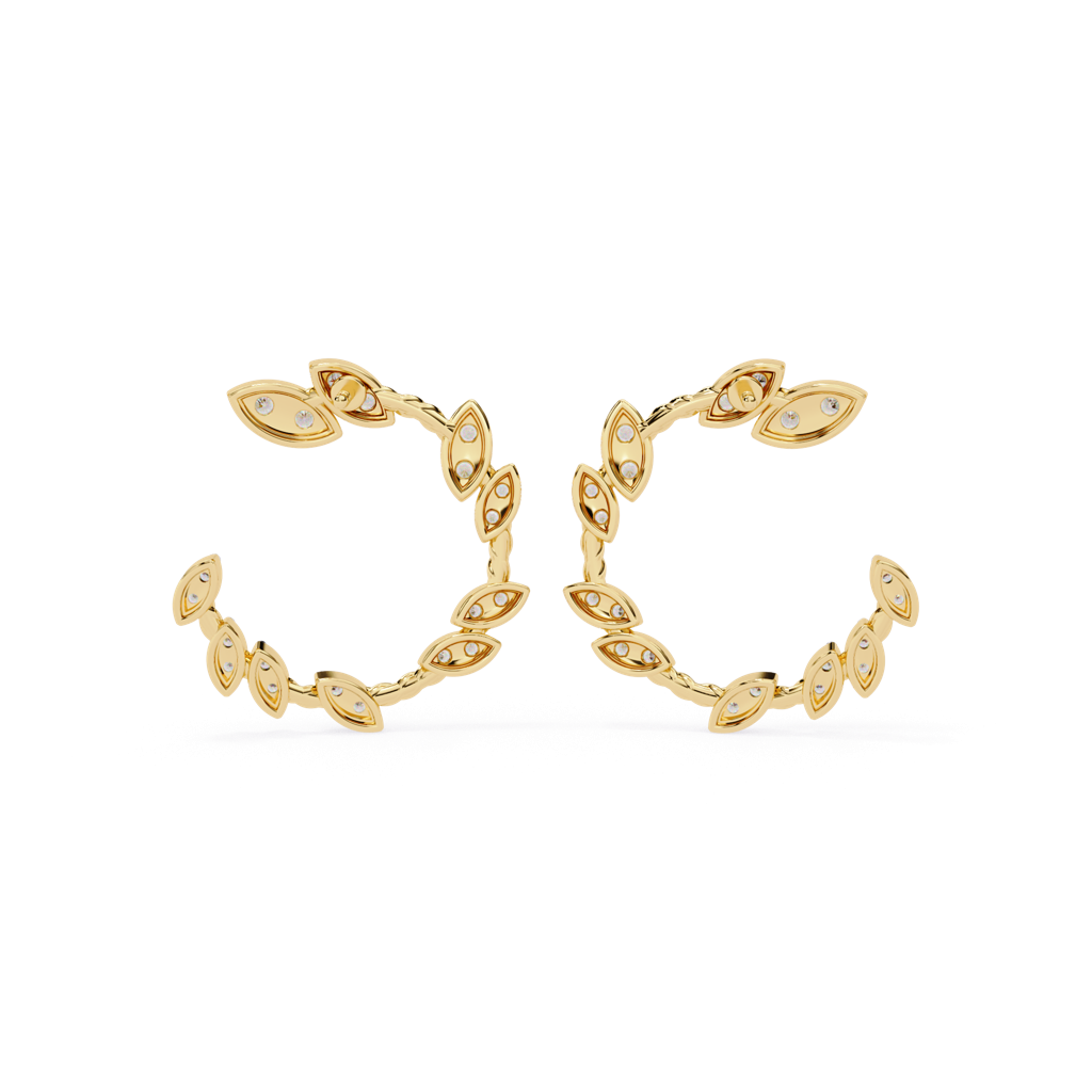Mode  Round Lab Grown Diamond On Marquise-Shaped Petal Studs : ND-ERNG-14Y-1037