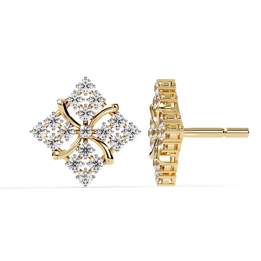 Nora  Diamond-Studded Round Lab-Grown Diamond Studs : ND-ERNG-14Y-1055