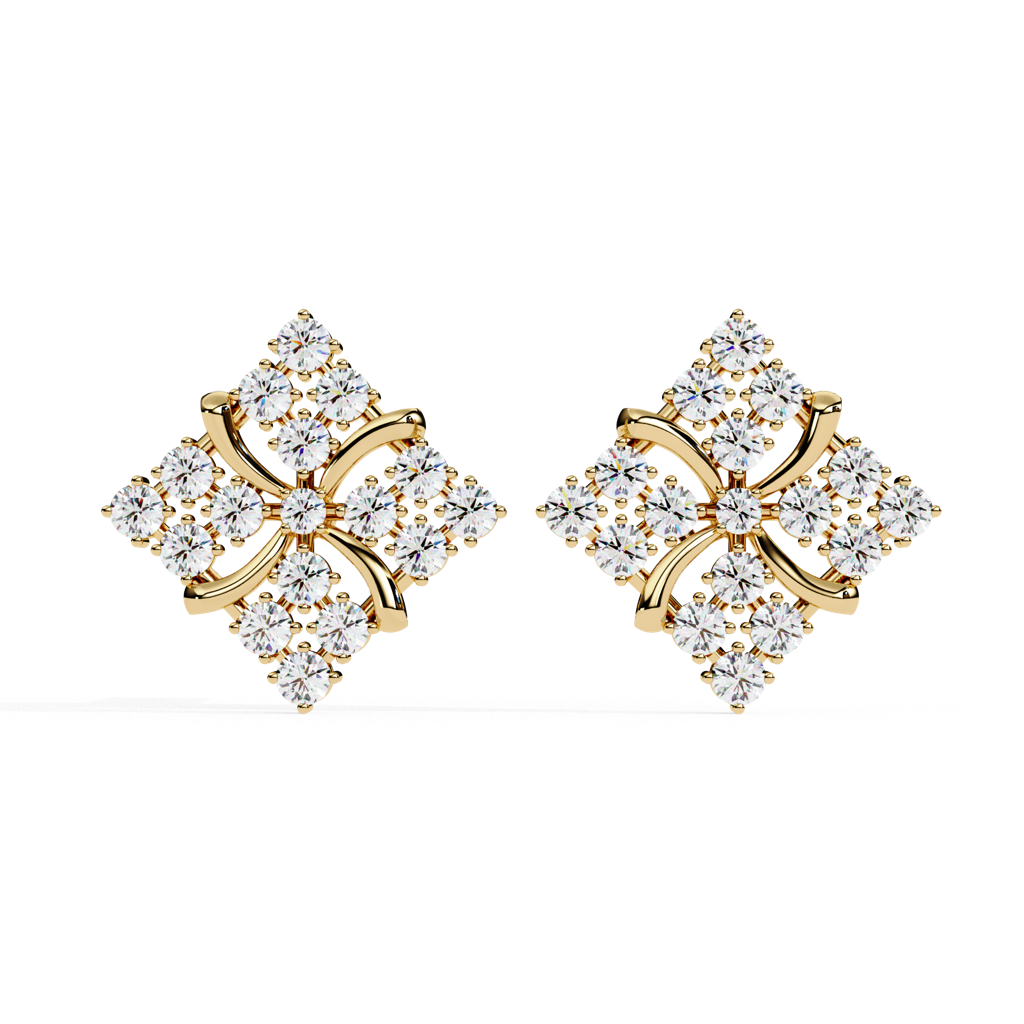 Nora  Diamond-Studded Round Lab-Grown Diamond Studs : ND-ERNG-14Y-1055