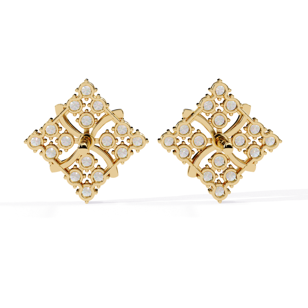 Nora  Diamond-Studded Round Lab-Grown Diamond Studs : ND-ERNG-14Y-1055