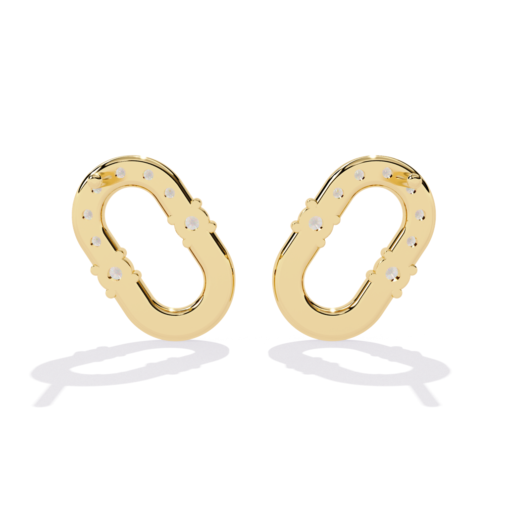 Nora  Round Lab Grown Diamond Clustered On Elongated Oval Studs : ND-ERNG-14Y-1061