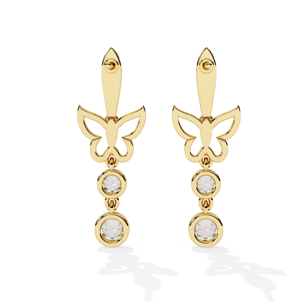 Vanya  Butterfly Design Round Lab Grown Diamond Danglers : ND-ERNG-14Y-1113