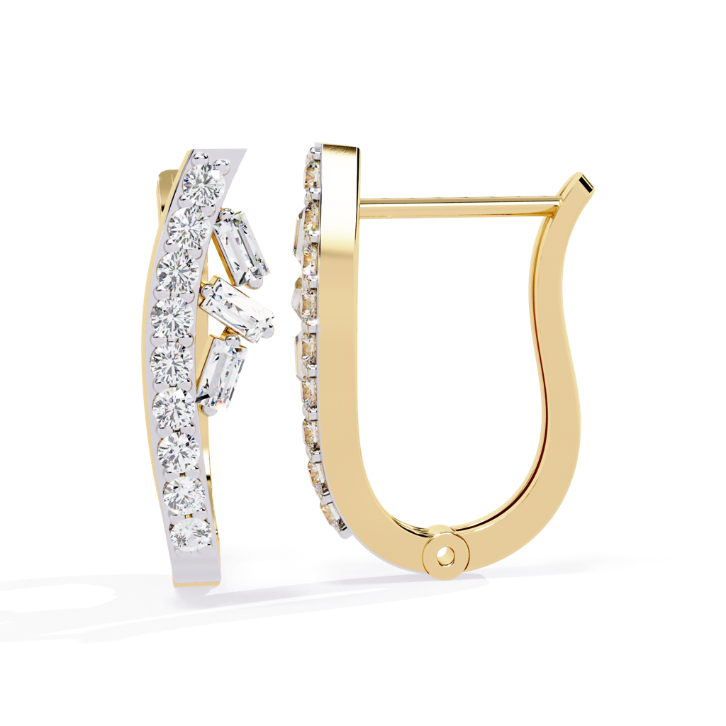 Amaya  Hoop Earrings With Baguette And Round Lab Grown Diamonds : ND-ERNG-14Y-909