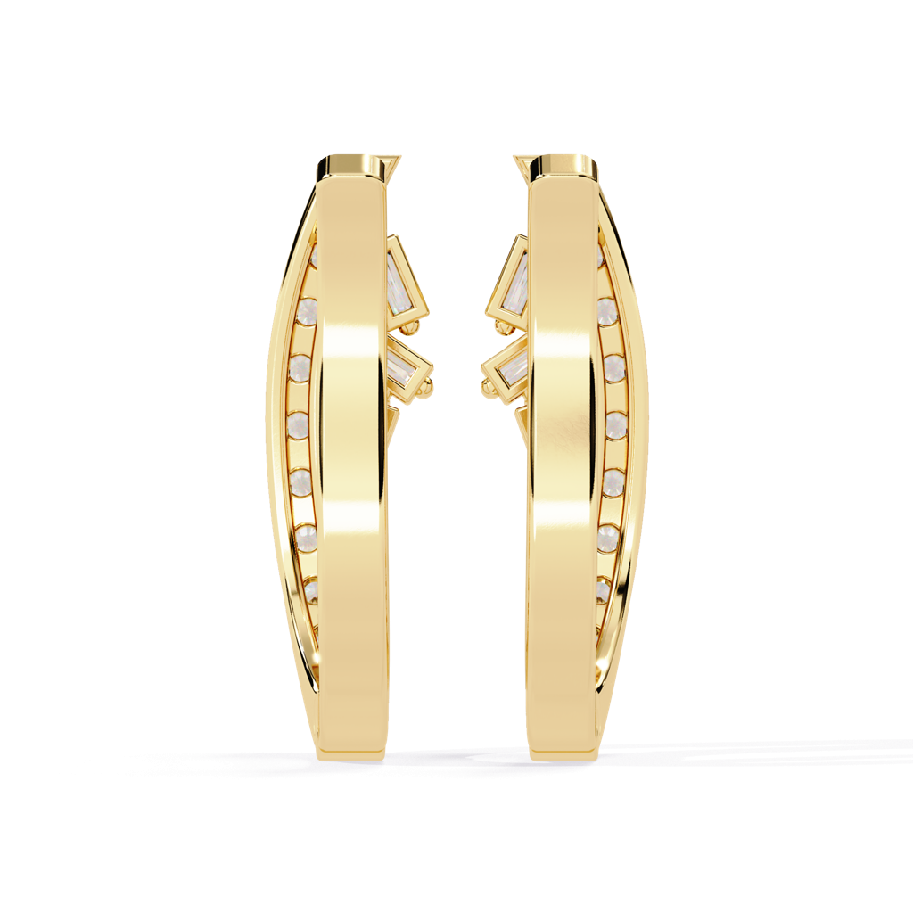 Amaya  Hoop Earrings With Baguette And Round Lab Grown Diamonds : ND-ERNG-14Y-909