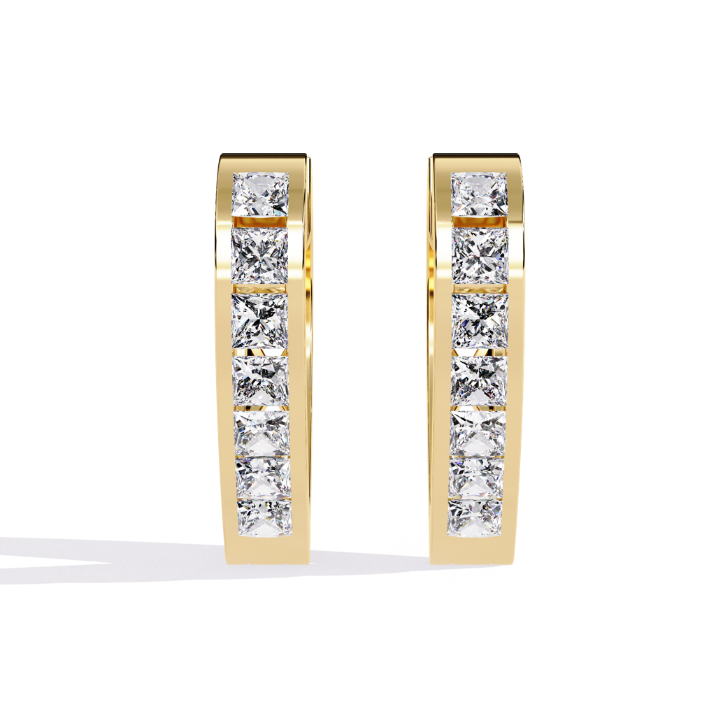 Amaya  Hoop Earrings With Princess Lab Grown Diamond And Channel Setting : ND-ERNG-14Y-915