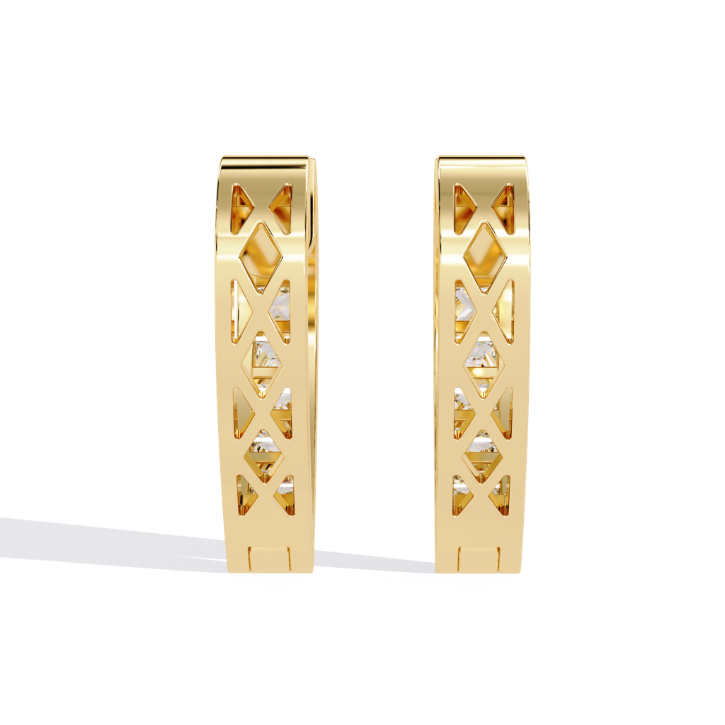 Amaya  Hoop Earrings With Princess Lab Grown Diamond And Channel Setting : ND-ERNG-14Y-915