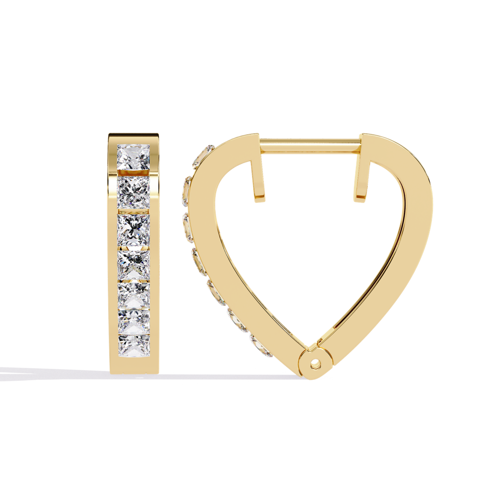 Amaya  Hoop Earrings With Princess Lab Grown Diamond And Channel Setting : ND-ERNG-14Y-915