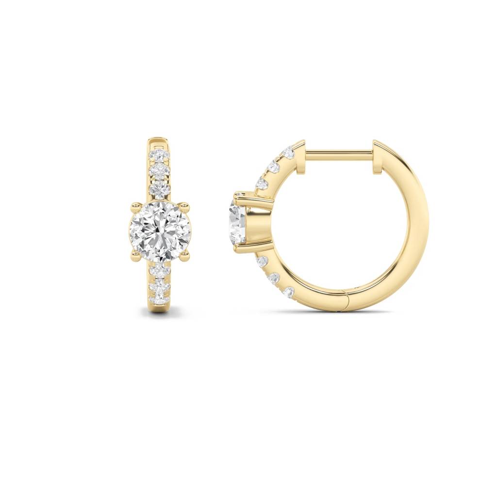 Amaya  Timeless Round Diamond Hoop Earrings With Perennial Side Lab-Grown Diamond : ND-ERNG-14Y-933