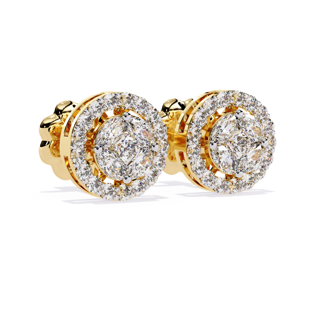 Mira  Round With Halo Lab Grown Diamond Studs : ND-ERNG-14Y-975